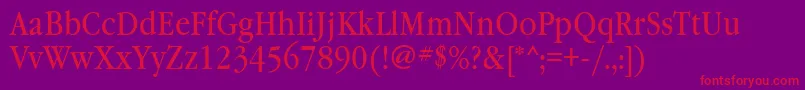 フォントGaramondbooknarrowbtt – 紫の背景に赤い文字