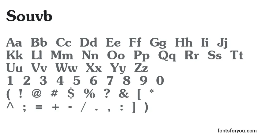 A fonte Souvb – alfabeto, números, caracteres especiais