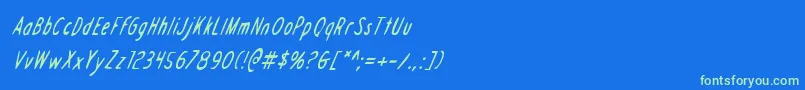 フォントDraftingboardci – 青い背景に緑のフォント