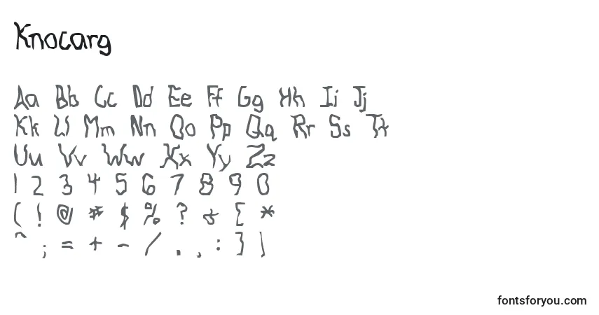 Czcionka Knocarg – alfabet, cyfry, specjalne znaki