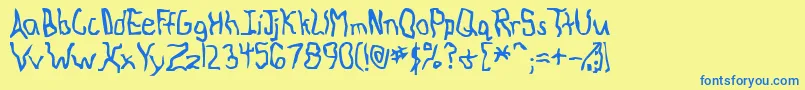 Knocarg-Schriftart – Blaue Schriften auf gelbem Hintergrund