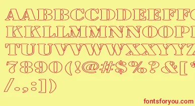 LarchmerehollowExp font – Red Fonts On Yellow Background