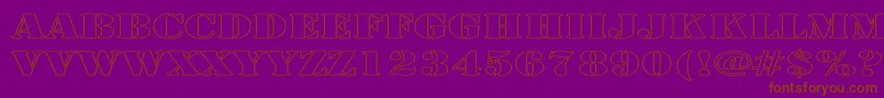 フォントLarchmerehollowExp – 紫色の背景に茶色のフォント
