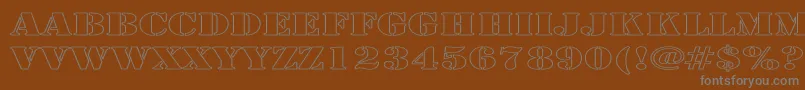 LarchmerehollowExp-fontti – harmaat kirjasimet ruskealla taustalla