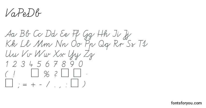Czcionka VaPeDb – alfabet, cyfry, specjalne znaki