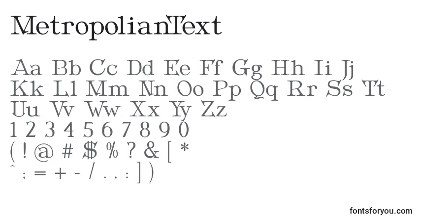 Schriftart MetropolianText (83726) – Alphabet, Zahlen, spezielle Symbole