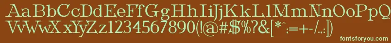 フォントMetropolianText – 緑色の文字が茶色の背景にあります。