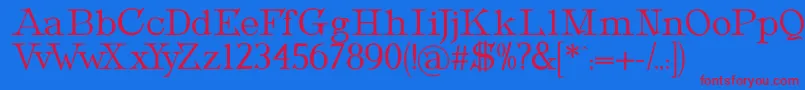 MetropolianText-Schriftart – Rote Schriften auf blauem Hintergrund