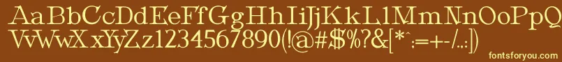 MetropolianText-fontti – keltaiset fontit ruskealla taustalla