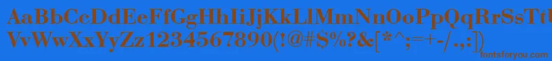 Eurobodtdembol-Schriftart – Braune Schriften auf blauem Hintergrund