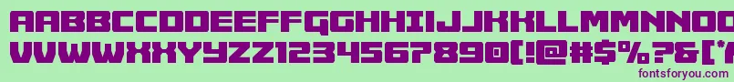 フォントCruiserfortresscond – 緑の背景に紫のフォント