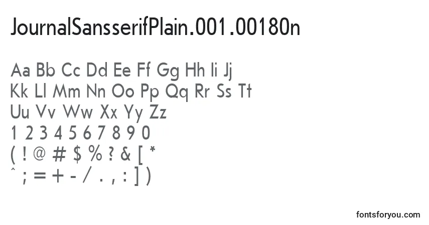 Czcionka JournalSansserifPlain.001.00180n – alfabet, cyfry, specjalne znaki