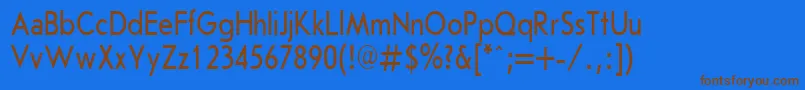 フォントJournalSansserifPlain.001.00180n – 茶色の文字が青い背景にあります。