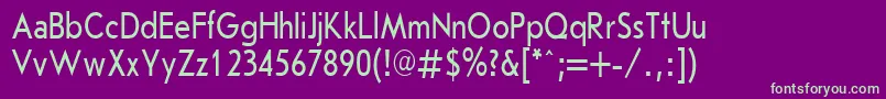 フォントJournalSansserifPlain.001.00180n – 紫の背景に緑のフォント