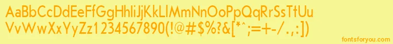 フォントJournalSansserifPlain.001.00180n – オレンジの文字が黄色の背景にあります。