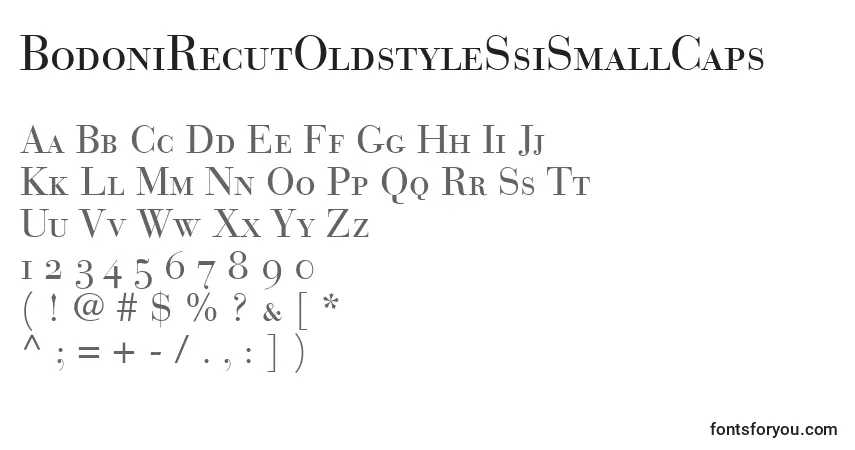 Czcionka BodoniRecutOldstyleSsiSmallCaps – alfabet, cyfry, specjalne znaki