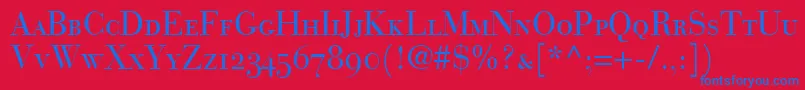 BodoniRecutOldstyleSsiSmallCaps Font – Blue Fonts on Red Background