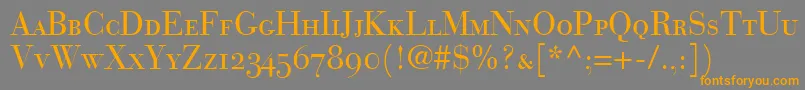 フォントBodoniRecutOldstyleSsiSmallCaps – オレンジの文字は灰色の背景にあります。