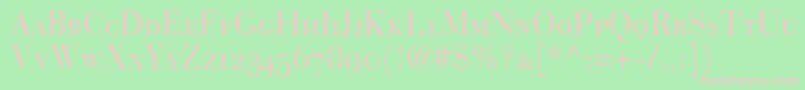 BodoniRecutOldstyleSsiSmallCaps-fontti – vaaleanpunaiset fontit vihreällä taustalla