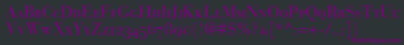 フォントBodoniRecutOldstyleSsiSmallCaps – 黒い背景に紫のフォント
