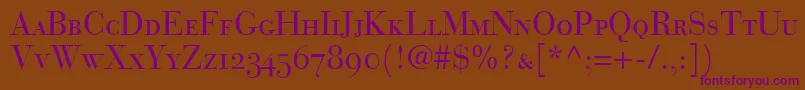 Czcionka BodoniRecutOldstyleSsiSmallCaps – fioletowe czcionki na brązowym tle