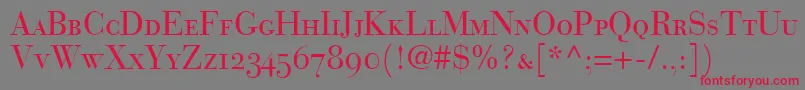 BodoniRecutOldstyleSsiSmallCaps-fontti – punaiset fontit harmaalla taustalla