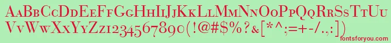 BodoniRecutOldstyleSsiSmallCaps Font – Red Fonts on Green Background