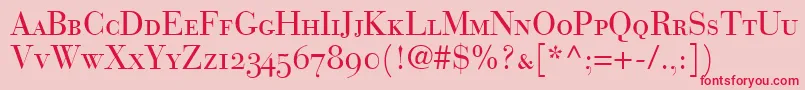 Police BodoniRecutOldstyleSsiSmallCaps – polices rouges sur fond rose