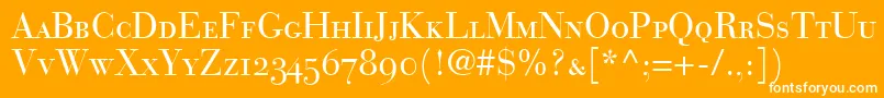 Шрифт BodoniRecutOldstyleSsiSmallCaps – белые шрифты на оранжевом фоне