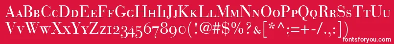 fuente BodoniRecutOldstyleSsiSmallCaps – Fuentes Blancas Sobre Fondo Rojo