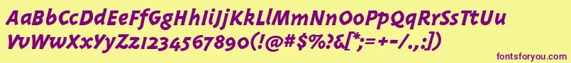 Triplexitalicextrabold Font – Purple Fonts on Yellow Background