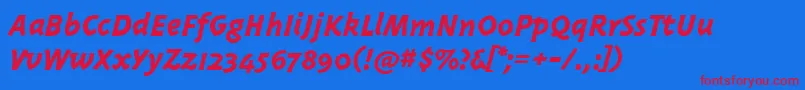 Triplexitalicextrabold Font – Red Fonts on Blue Background