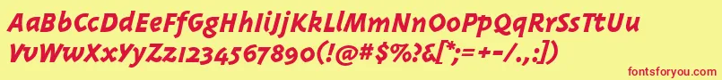Triplexitalicextrabold Font – Red Fonts on Yellow Background