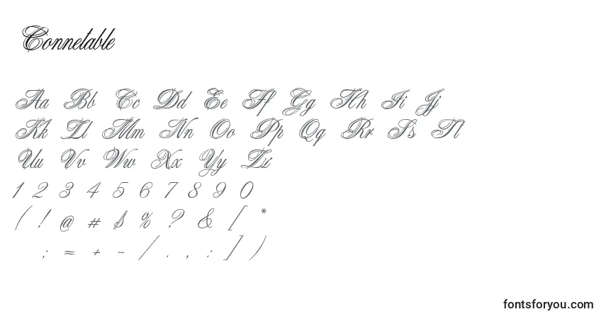 Schriftart Connetable – Alphabet, Zahlen, spezielle Symbole