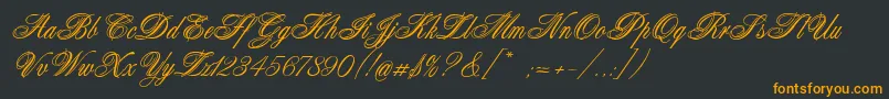 Connetable-Schriftart – Orangefarbene Schriften auf schwarzem Hintergrund