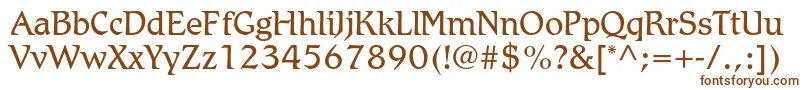 RomicstdLight-fontti – ruskeat fontit valkoisella taustalla