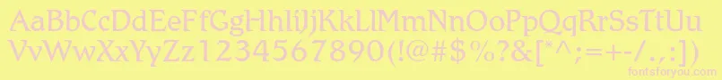 フォントRomicstdLight – ピンクのフォント、黄色の背景