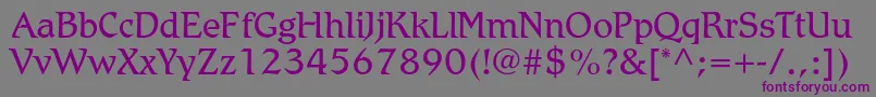 フォントRomicstdLight – 紫色のフォント、灰色の背景