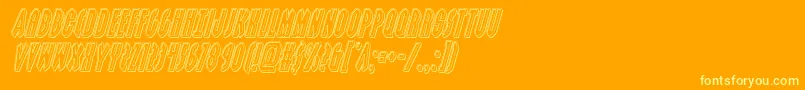 Grendelsmotherengraveital-Schriftart – Gelbe Schriften auf orangefarbenem Hintergrund