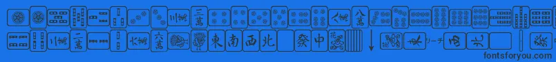 MahjongPlain Font – Black Fonts on Blue Background