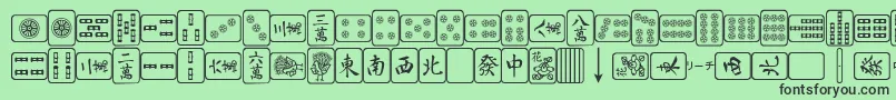 Шрифт MahjongPlain – чёрные шрифты на зелёном фоне