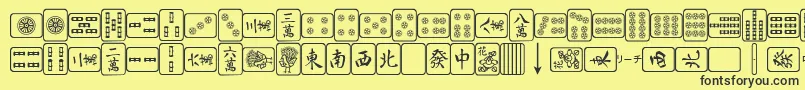 Fonte MahjongPlain – fontes pretas em um fundo amarelo