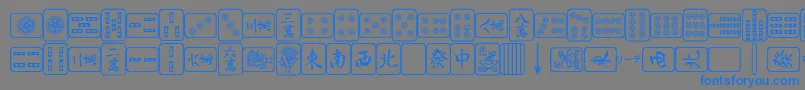 MahjongPlain Font – Blue Fonts on Gray Background