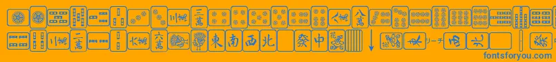 フォントMahjongPlain – オレンジの背景に青い文字