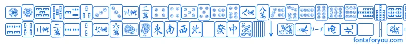 フォントMahjongPlain – 白い背景に青い文字