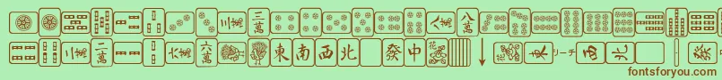 MahjongPlain Font – Brown Fonts on Green Background