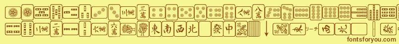 Fonte MahjongPlain – fontes marrons em um fundo amarelo