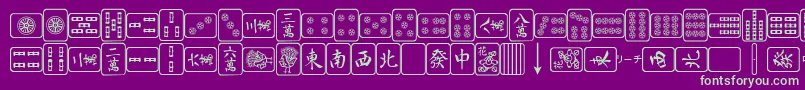 MahjongPlain-Schriftart – Grüne Schriften auf violettem Hintergrund