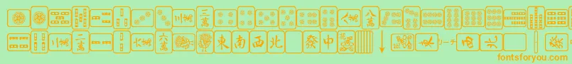 MahjongPlain Font – Orange Fonts on Green Background