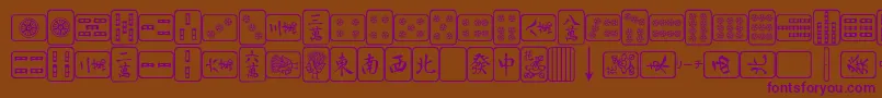 フォントMahjongPlain – 紫色のフォント、茶色の背景